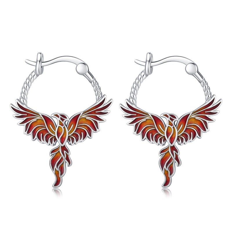 JUSTKIDSTOY Phoenix Earrings for Women 925 Sterling Silver Rising Phoenix Huggie Hoop Earrings Jewelry Gifts for Wife Girlfriend - Image 1
