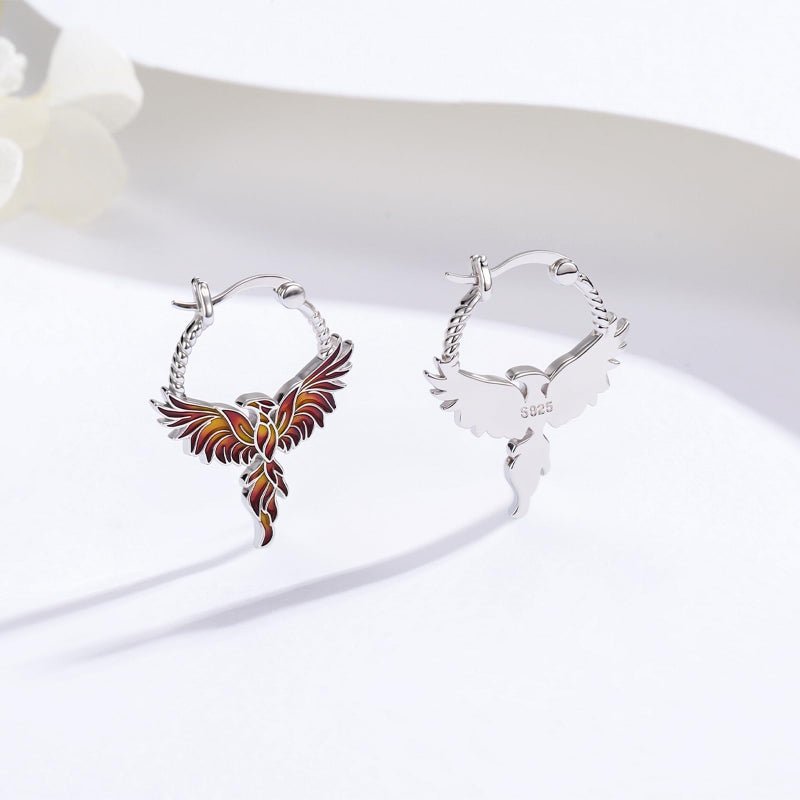 JUSTKIDSTOY Phoenix Earrings for Women 925 Sterling Silver Rising Phoenix Huggie Hoop Earrings Jewelry Gifts for Wife Girlfriend - Image 3