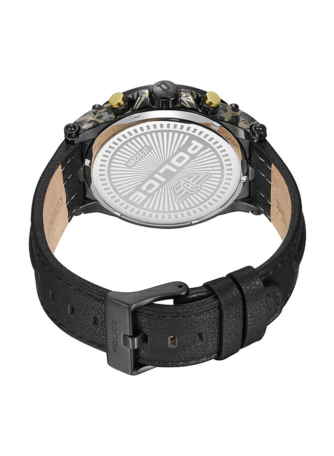 POLICE Mens Taman Leather Strap Chronograph Wrist Watch PEWJF2226641 47mm Black