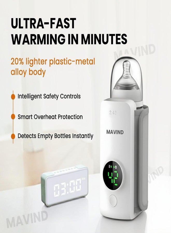 MAVIND زجاجة تدفئة محمولة، مناسبة للسفر، تسخين سريع، لاسلكية وقابلة لإعادة الشحن، تحكم دقيق في درجة الحرارة، تدفئة تدوم حتى 5 ساعات، زجاجة رضاعة مريحة للاستخدام في المنزل وخارجه (الزجاجة غير متضمنة) (A-1) - Image 3