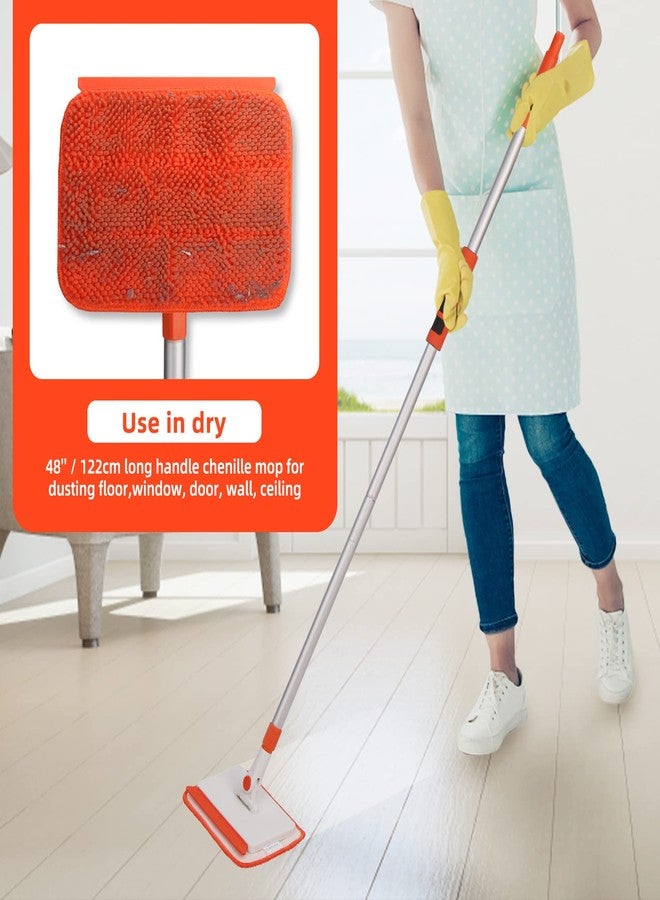 Qaestfy Wall & Baseboard Cleaner Mop Tool with 49'' Long Handle for Cleaning Window Floor Skirting Board Ceiling Bathtub Tub Tile Scrubber Brush Duster with 4 Reusable Pads - Image 4