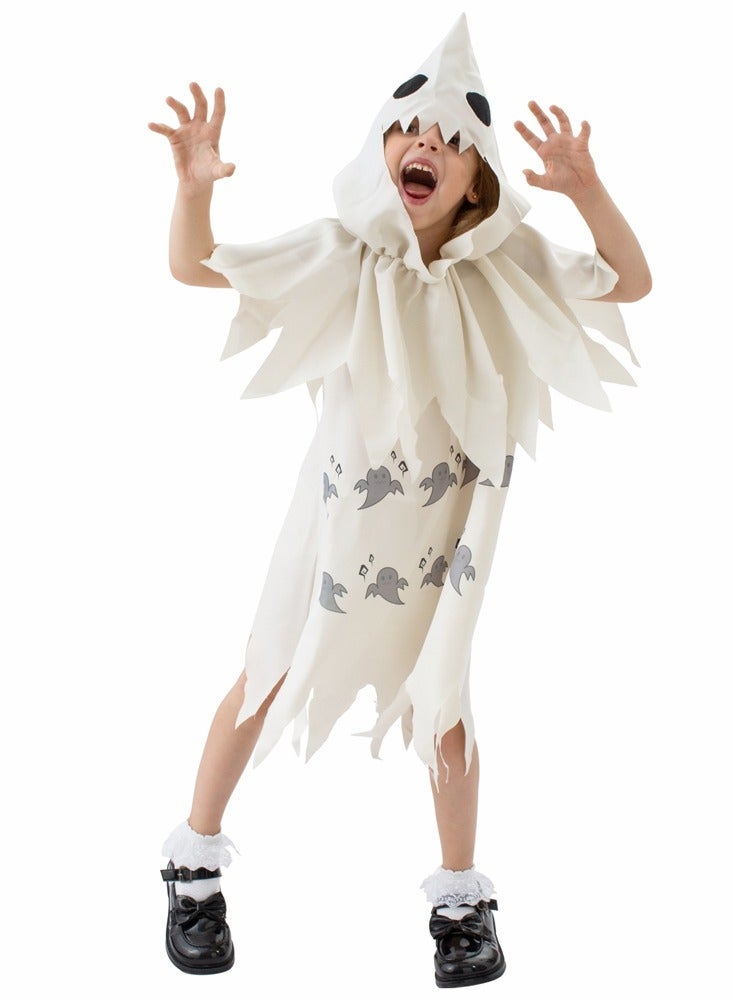 Loquat party horror performance costume ghost face white little cloak stage children's - Image 5