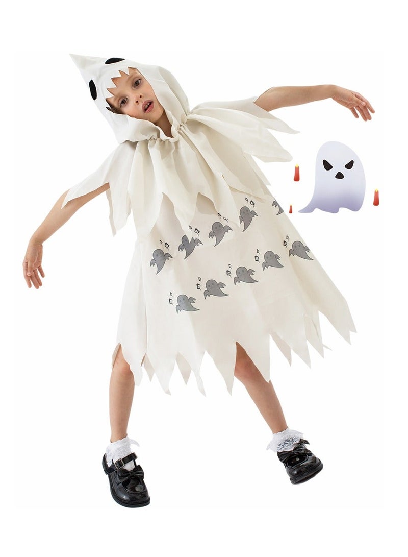 Loquat party horror performance costume ghost face white little cloak stage children's - Image 2