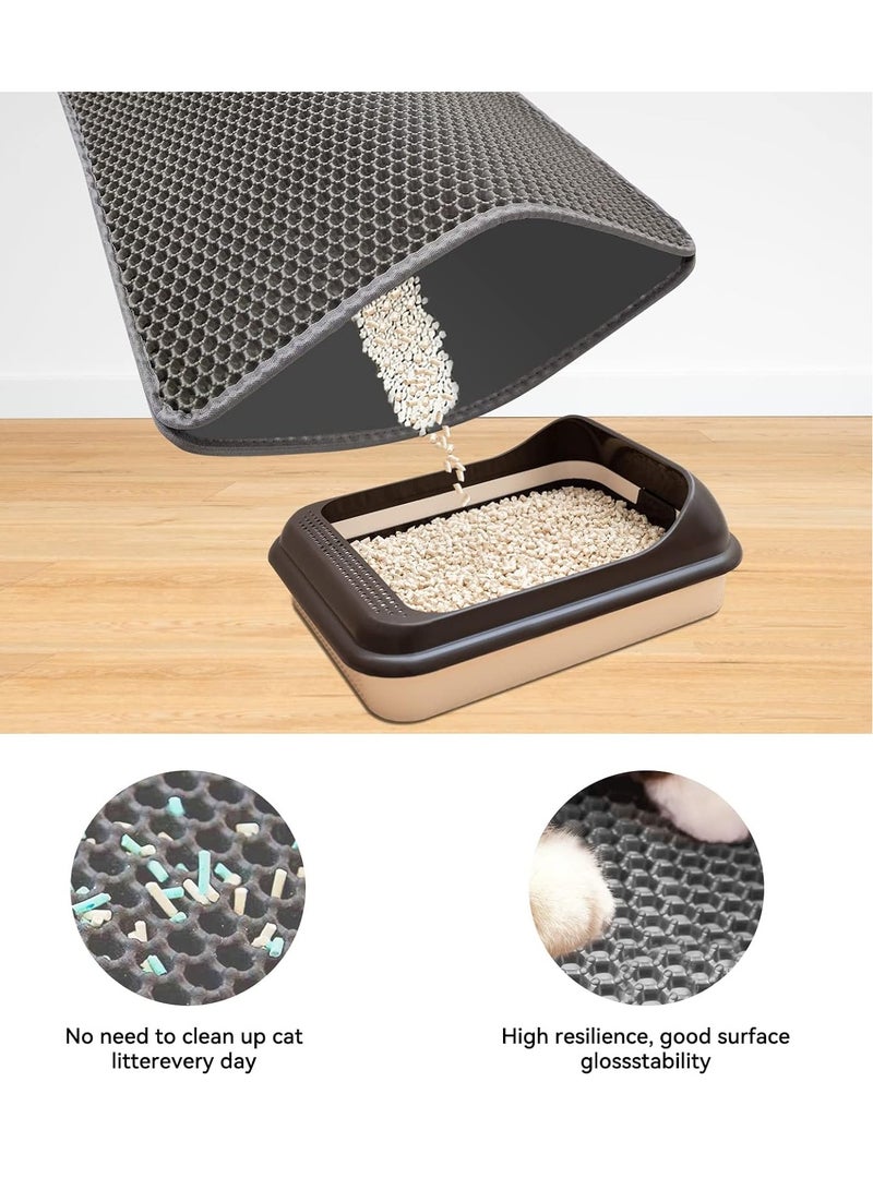 Cat Litter Mat Trapping Litter Box Honeycomb Double Layer Design Large Size Easy Clean Scatter Control Non-Slip Waterproof Kitty Litter Mats Fold 60 by 45 Centimeters - Image 4