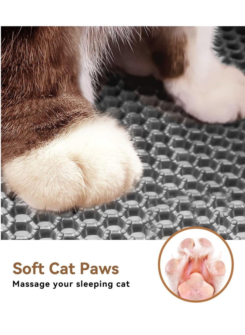 Cat Litter Mat Trapping Litter Box Honeycomb Double Layer Design Large Size Easy Clean Scatter Control Non-Slip Waterproof Kitty Litter Mats Fold 60 by 45 Centimeters - Image 2