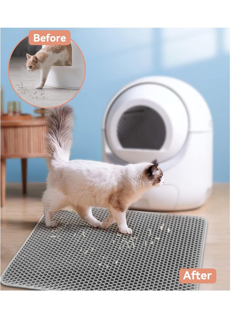 Cat Litter Mat Trapping Litter Box Honeycomb Double Layer Design Large Size Easy Clean Scatter Control Non-Slip Waterproof Kitty Litter Mats Fold 60 by 45 Centimeters - Image 3