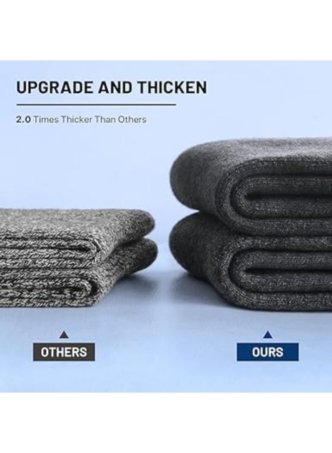 شرابات صوف ميرينو للرجال، تصميم سميك من الصوف الشتوي للمشي لمسافات طويلة، دافئة وجيدة التهوية، مجموعة من 5 أزواج - Image 4