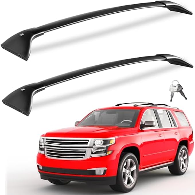 rayihni Lockable 220lbs Roof Rack Cross Bars Compatible with 2015-2020 Chevrolet Tahoe & Suburban, GMC Yukon & Yukon XL, Cadillac Escalade & Escalade ESV, Heavy Duty Anti-Theft Aluminum Roof Rails - Image 2