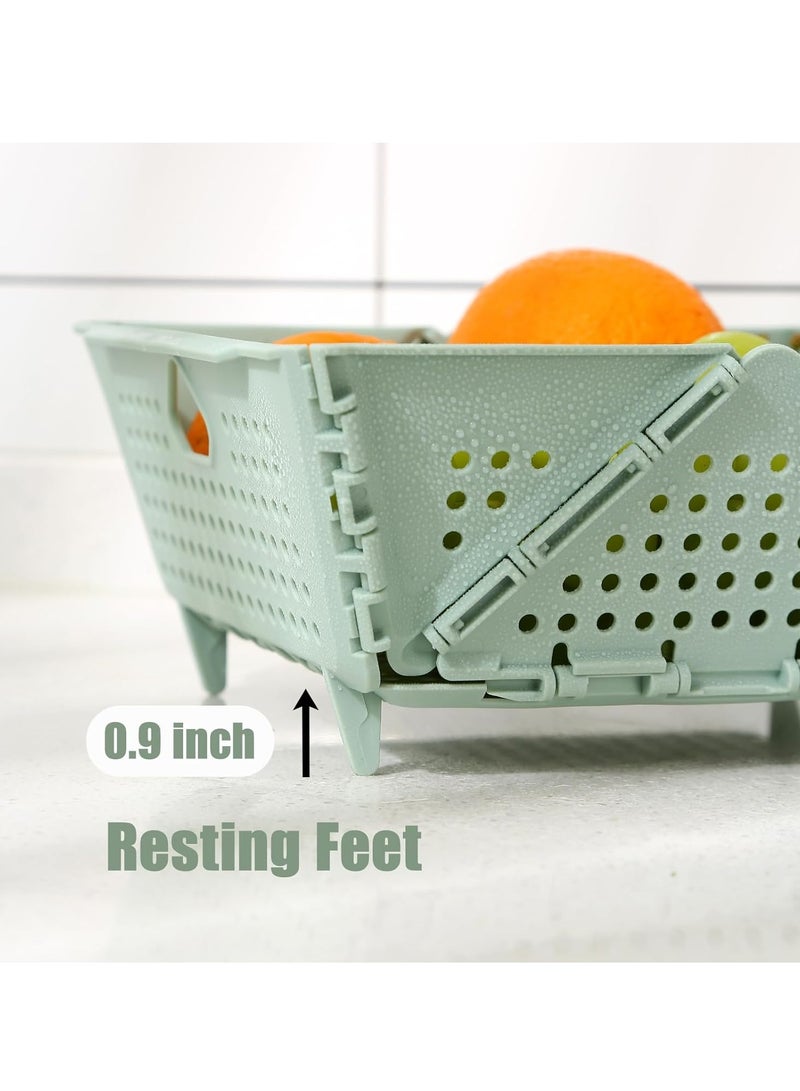 KASTWAVE 2Pcs Collapsible Colander Strainer, Foldable Drain Basket with Resting Feet, Small Pasta Drainer, Salad Spinner, Kitchen Food Strainer for Pasta, Fruit, Vegetables, Saving, BPA-Free, Dishwasher Safe - Image 2