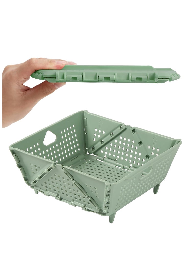 KASTWAVE 2Pcs Collapsible Colander Strainer, Foldable Drain Basket with Resting Feet, Small Pasta Drainer, Salad Spinner, Kitchen Food Strainer for Pasta, Fruit, Vegetables, Saving, BPA-Free, Dishwasher Safe - Image 1