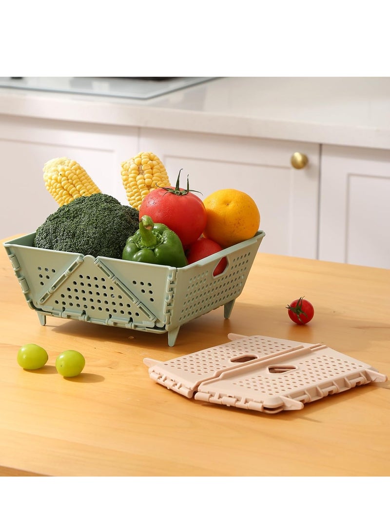 KASTWAVE 2Pcs Collapsible Colander Strainer, Foldable Drain Basket with Resting Feet, Small Pasta Drainer, Salad Spinner, Kitchen Food Strainer for Pasta, Fruit, Vegetables, Saving, BPA-Free, Dishwasher Safe - Image 3