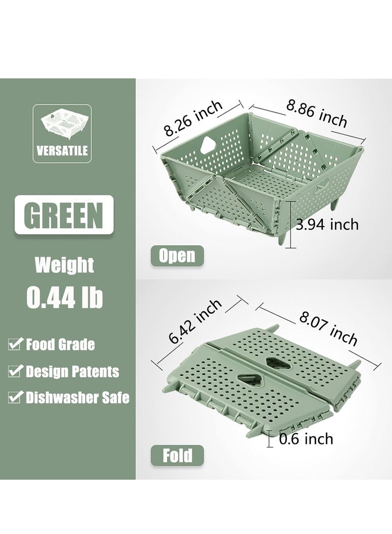 KASTWAVE 2Pcs Collapsible Colander Strainer, Foldable Drain Basket with Resting Feet, Small Pasta Drainer, Salad Spinner, Kitchen Food Strainer for Pasta, Fruit, Vegetables, Saving, BPA-Free, Dishwasher Safe - Image 5