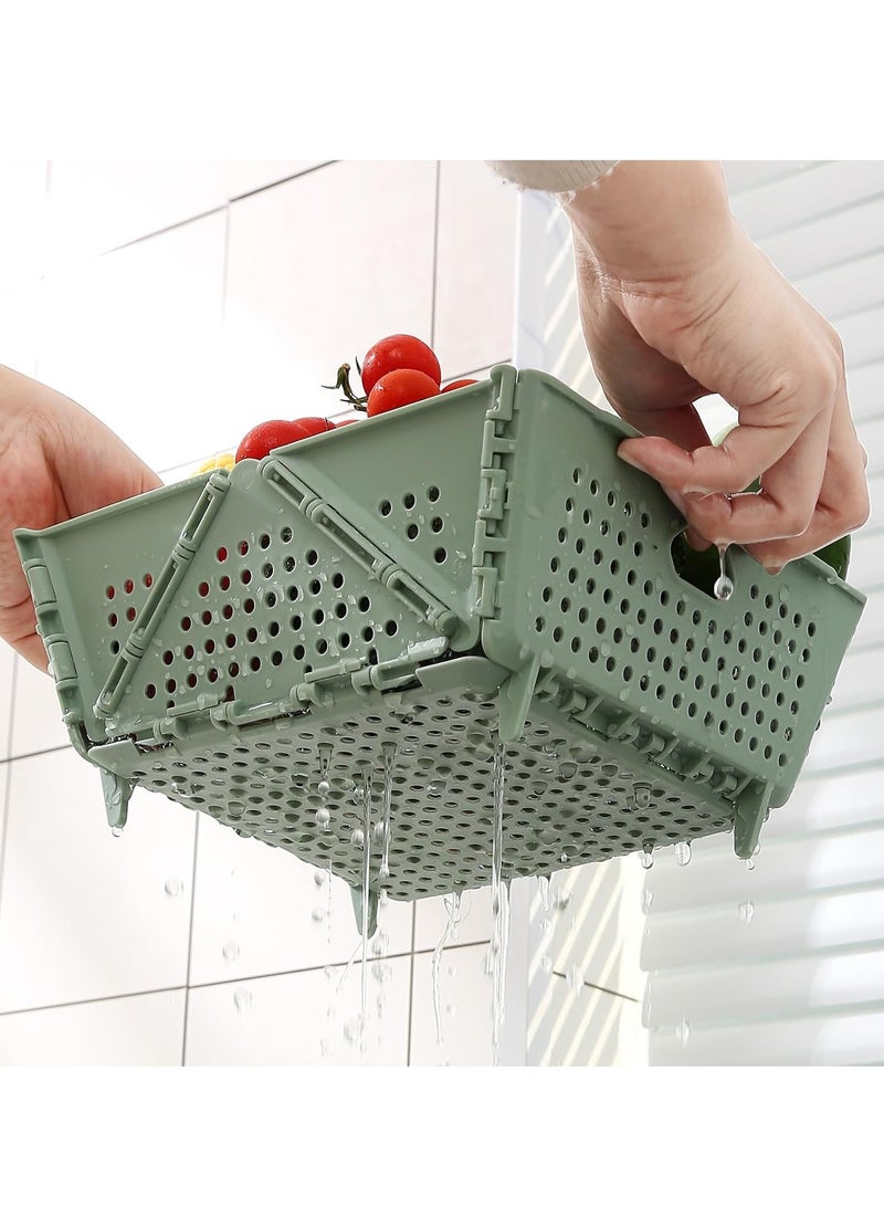 KASTWAVE 2Pcs Collapsible Colander Strainer, Foldable Drain Basket with Resting Feet, Small Pasta Drainer, Salad Spinner, Kitchen Food Strainer for Pasta, Fruit, Vegetables, Saving, BPA-Free, Dishwasher Safe - Image 4