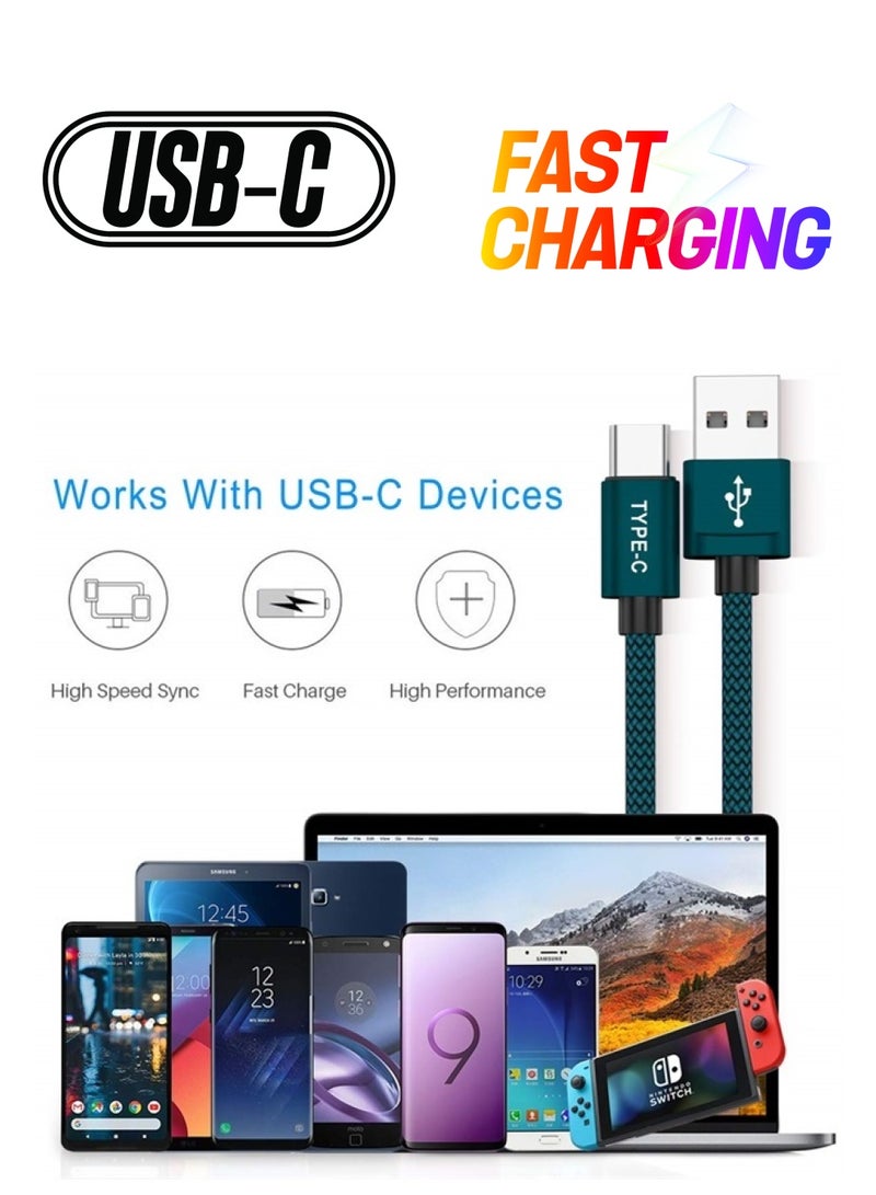 Basesailor كابل شاحن USB نوع C 3 حزمة 3.3/6.6/10 قدم، كابل شحن مايكرو C لهواتف سامسونج جالاكسي A10E A02s A03s A11 A12 A13، A20 A21 A22، A32 A33 A42، A50 A51 A52 A53، S23 S20 S21 S22 21 بلس، Z فليب فولد 4 - Image 1
