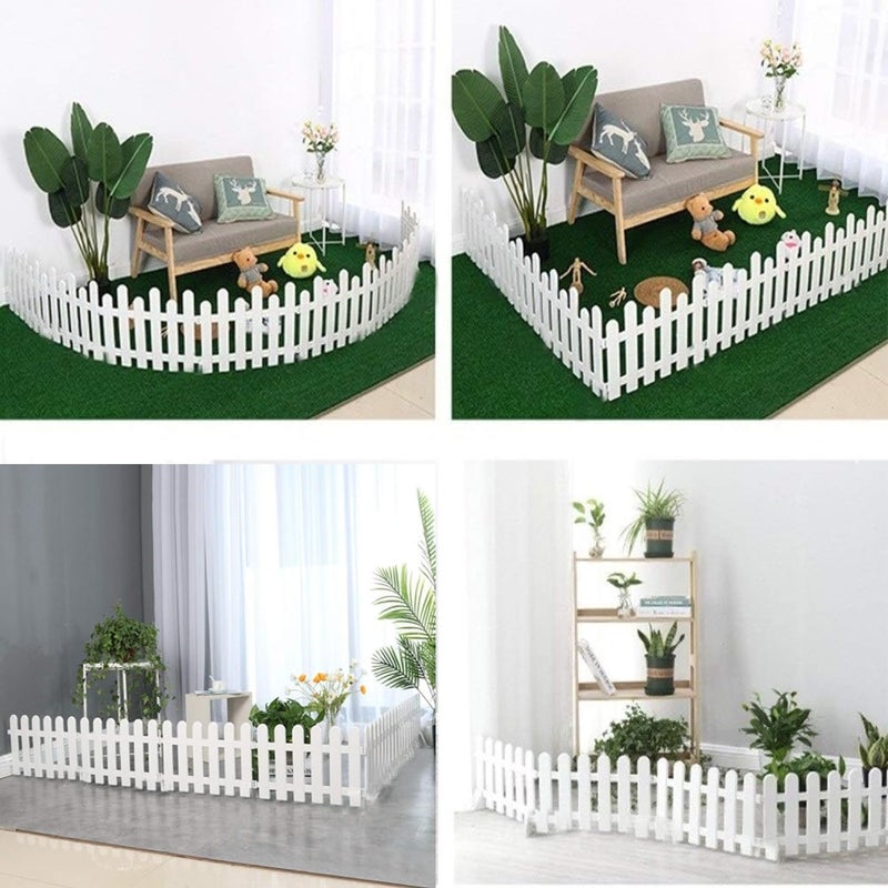 Nasmodo 8Pcs Garden Fence for Outdoor 400x53cm Plant Partition Fence for Balcony Picket Self Standing Fence for Outdoors Decorative Fence Garden Border Edging for Plants (White) - Image 4