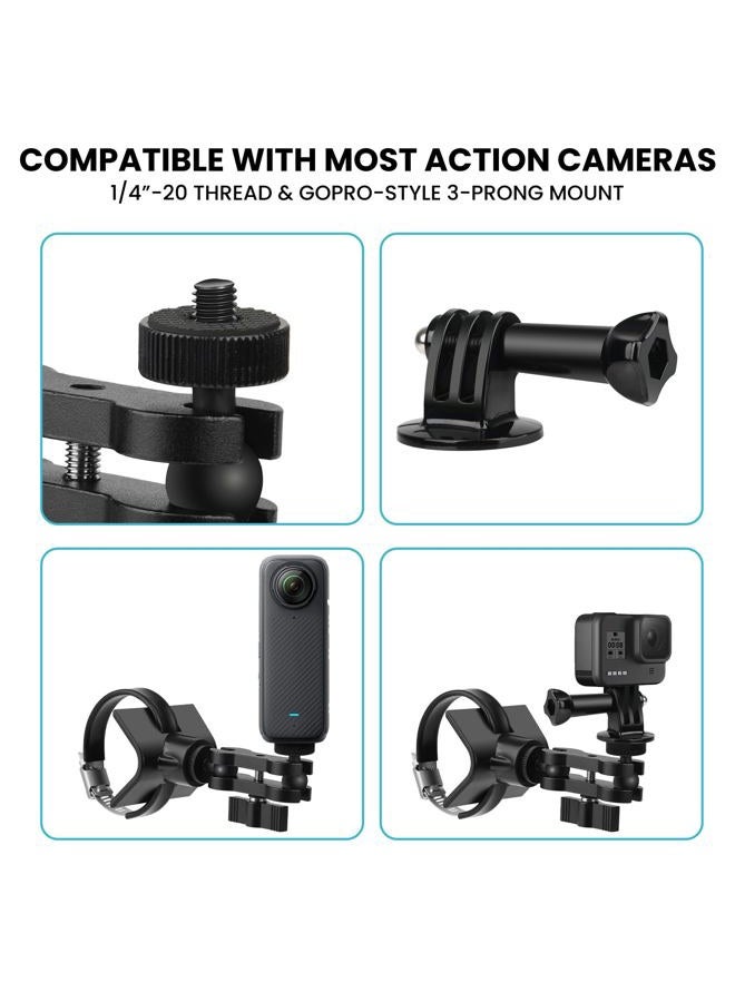 CamKix BarGrip Universal Roll Bar Camera Mount Clamp for Action Cams – Fits 1”–2” Round, Square & Profile Bars | 360° Adjustable Dual Ball Arm | Compatible with GoPro, Insta360, DJI | For UTVs, ATVs, Boats - Image 3