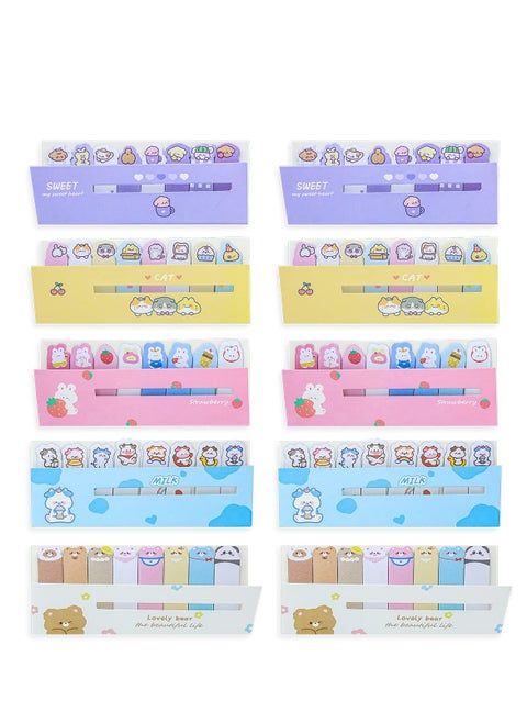 Cute Animal Paper Bookmarks Cartoon Cat Anime Reading Bookmarks Funny Stationery Bookmarks Self-Stick Tab Bookmark Marker Pad for Office School