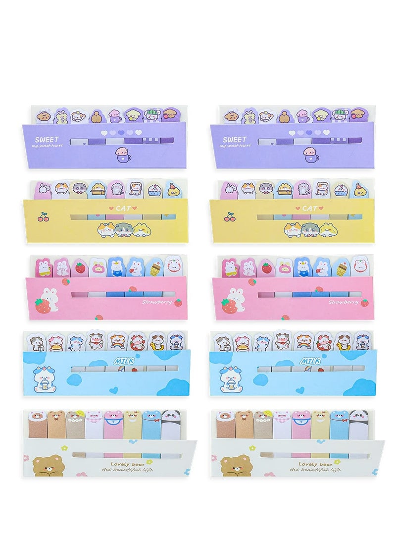 Excefore Cute Animal Paper Bookmarks Cartoon Cat Anime Reading Bookmarks Funny Stationery Bookmarks Self-Stick Tab Bookmark Marker Pad for Office School  - Image 1