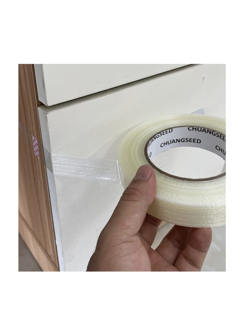 KASTWAVE Mono Filament Strapping Tape, KASTWAVE 30mm*50m Commodity Grade Heavy Duty Transparent Reinforced Fiberglass Tape Grade Fiberglass Reinforced Filament Strapping Tape (3Pack)  - Image 5