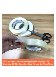 KASTWAVE Mono Filament Strapping Tape, KASTWAVE 30mm*50m Commodity Grade Heavy Duty Transparent Reinforced Fiberglass Tape Grade Fiberglass Reinforced Filament Strapping Tape (3Pack)  - Image 4