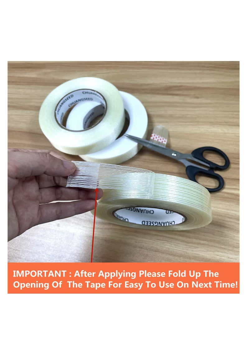 KASTWAVE Mono Filament Strapping Tape, KASTWAVE 30mm*50m Commodity Grade Heavy Duty Transparent Reinforced Fiberglass Tape Grade Fiberglass Reinforced Filament Strapping Tape (3Pack)  - Image 4