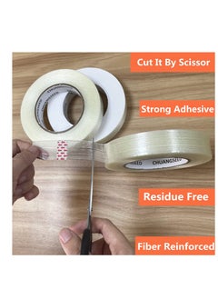 KASTWAVE Mono Filament Strapping Tape, KASTWAVE 30mm*50m Commodity Grade Heavy Duty Transparent Reinforced Fiberglass Tape Grade Fiberglass Reinforced Filament Strapping Tape (3Pack)  - Image 2