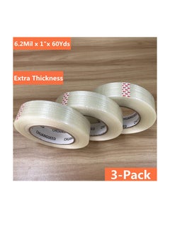 KASTWAVE Mono Filament Strapping Tape, KASTWAVE 30mm*50m Commodity Grade Heavy Duty Transparent Reinforced Fiberglass Tape Grade Fiberglass Reinforced Filament Strapping Tape (3Pack)  - Image 3