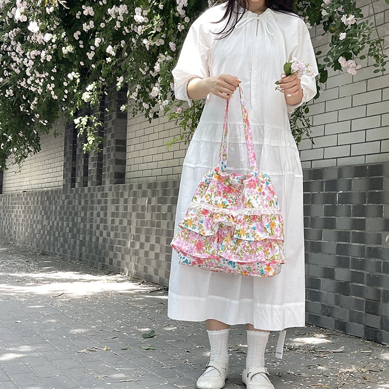 Women's Oxford Fabric Floral Print Shoulder Bag, Medium Casual Commuter Tote - Image 4