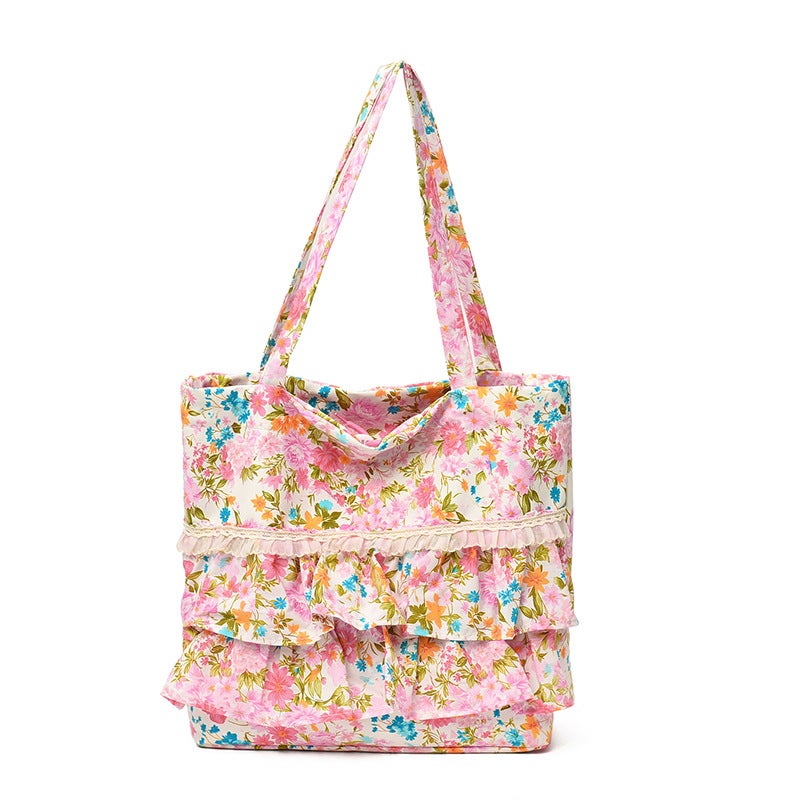 Women's Oxford Fabric Floral Print Shoulder Bag, Medium Casual Commuter Tote - Image 5