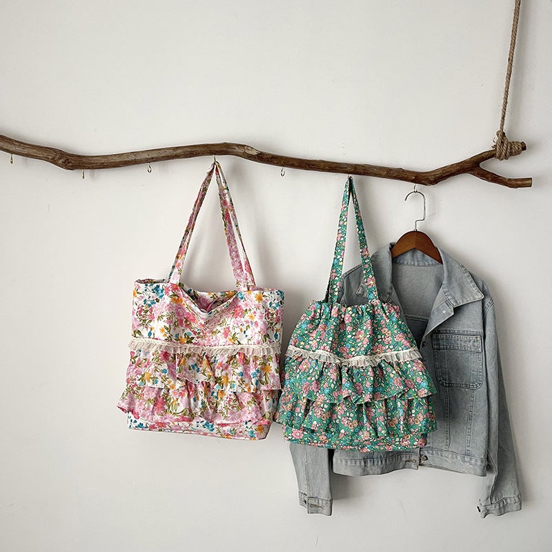 Women's Oxford Fabric Floral Print Shoulder Bag, Medium Casual Commuter Tote - Image 2