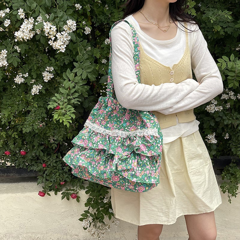 Women's Oxford Fabric Floral Print Shoulder Bag, Medium Casual Commuter Tote - Image 1