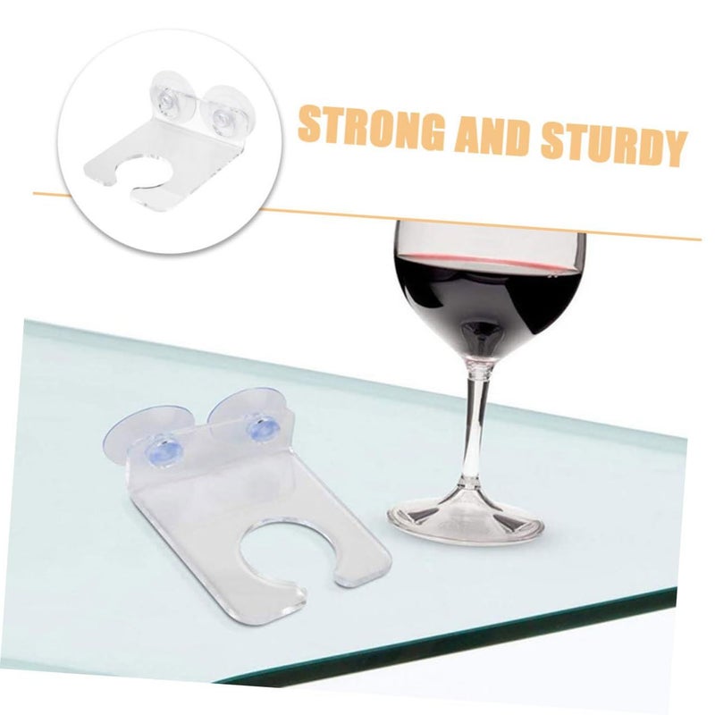 Acrylic Bathtub Wine Glass Holder 2 Sets Suction Cup Design For Shower And Bathroom - Image 5