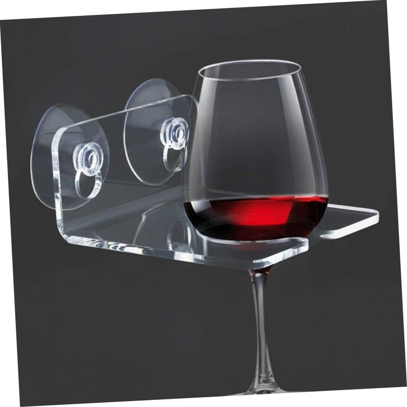 Acrylic Bathtub Wine Glass Holder 2 Sets Suction Cup Design For Shower And Bathroom - Image 4