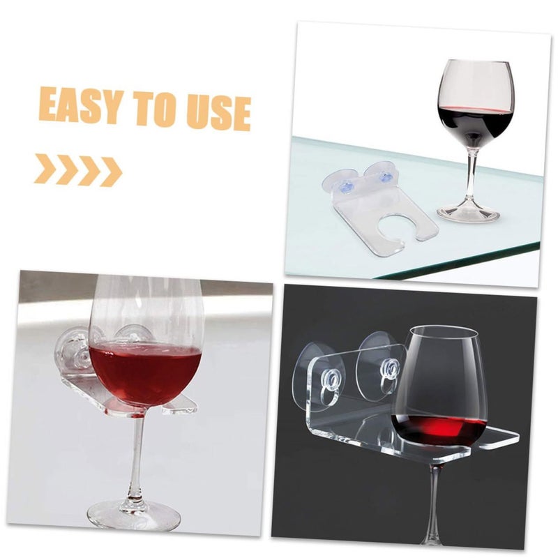 Acrylic Bathtub Wine Glass Holder 2 Sets Suction Cup Design For Shower And Bathroom - Image 3