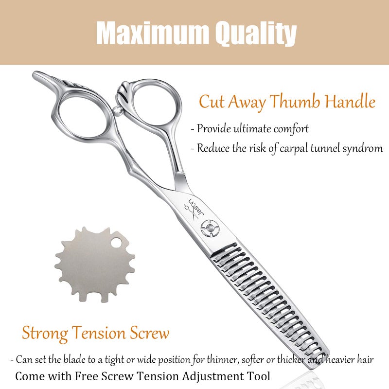 JASON 6" Texturizing Hair Scissors, 23 Teeth Hair Texture Shears Professional Blending Hair Thinning Scissor for Barber, Hairdresser, Stylist, Women and Men, Japanese 440C Stainless Steel Gift - Image 4
