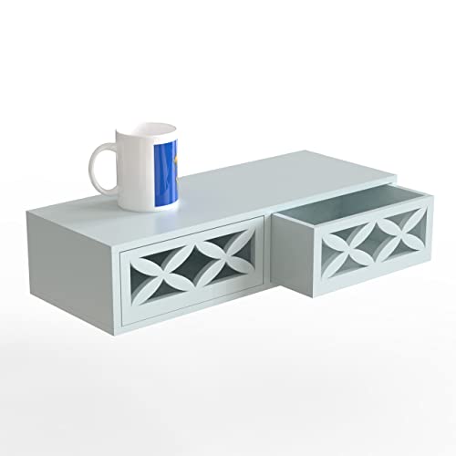 Raafi Exclusively Launched Engineered Wood Wall Shelf with Drawer for Living Room, Storage and Home Decorative (Glossy Finish) (White) - Image 3