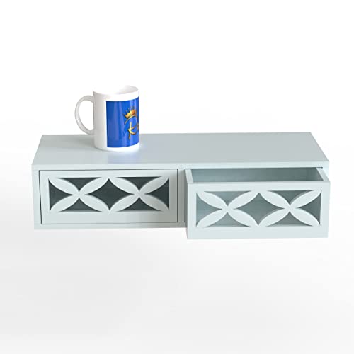 Raafi Exclusively Launched Engineered Wood Wall Shelf with Drawer for Living Room, Storage and Home Decorative (Glossy Finish) (White) - Image 5