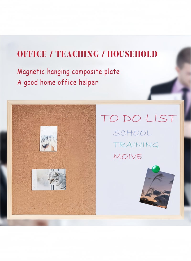 GGEROU Magnetic White Board Cork Board Combo, Big Dry Erase Bulletin Board, Vision Boards, Memo Board Pin Board for Walls, Home, Office, Dorm, Goals, Remote Work, 40x60 cm Wood Frame Wall Board 40x60 cm - Image 2