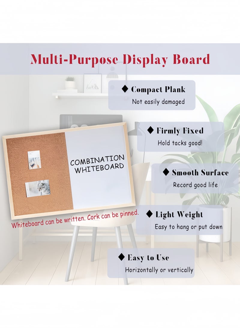 GGEROU Magnetic White Board Cork Board Combo, Big Dry Erase Bulletin Board, Vision Boards, Memo Board Pin Board for Walls, Home, Office, Dorm, Goals, Remote Work, 40x60 cm Wood Frame Wall Board 40x60 cm - Image 5