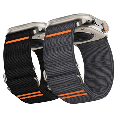 Suitisbest 2 Pack StretchFit Sport Bands Compatible with Apple Watch Ultra Band 49mm 46mm 45mm 44mm 42mm Men, Stretchy Sport Loop Strap for iWatch Series 11 10 9 8 7 6 5 4 3 2 1, SE 3 2 1, Ultra 3 2 1 - Image 1