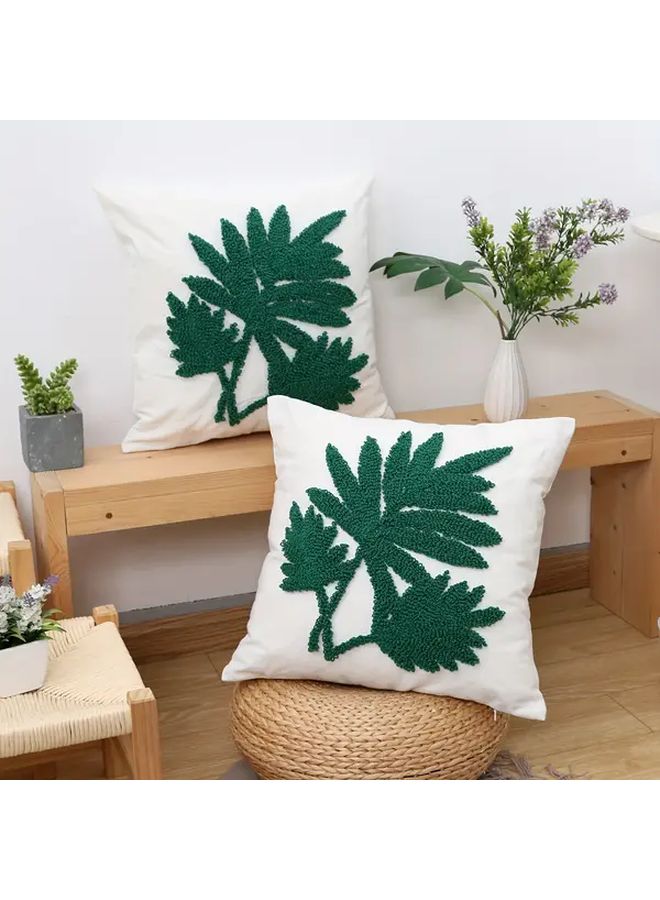 Green Tropical Leaf Throw Pillow Cover 18x18 Inch Zipper Closure Sofa Couch Bedroom Decor - Image 1