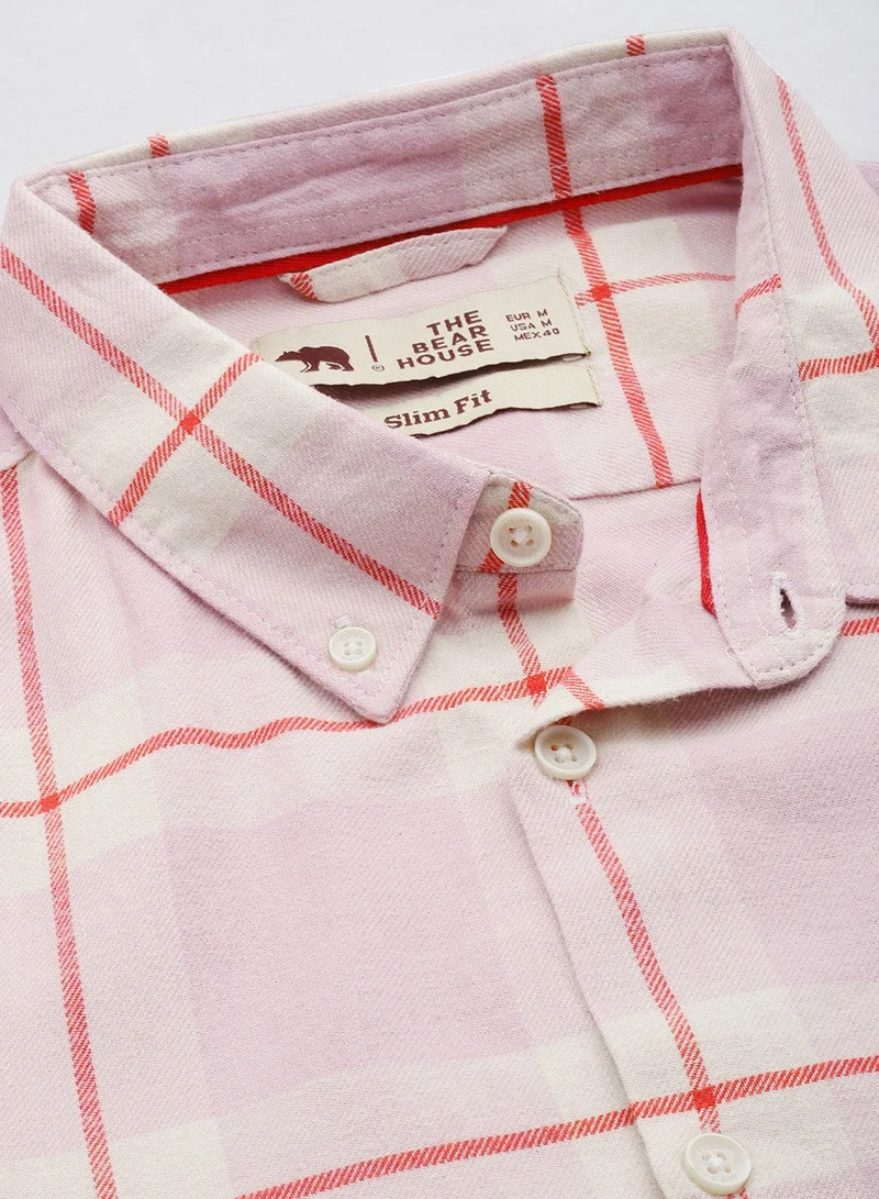 THE BEAR HOUSE Men's Cotton Shirt | Casual & Formal Long Sleeve Slim Fit | Classic Button-Down, Office & Everyday Wear, Comfortable & Breathable Fabric