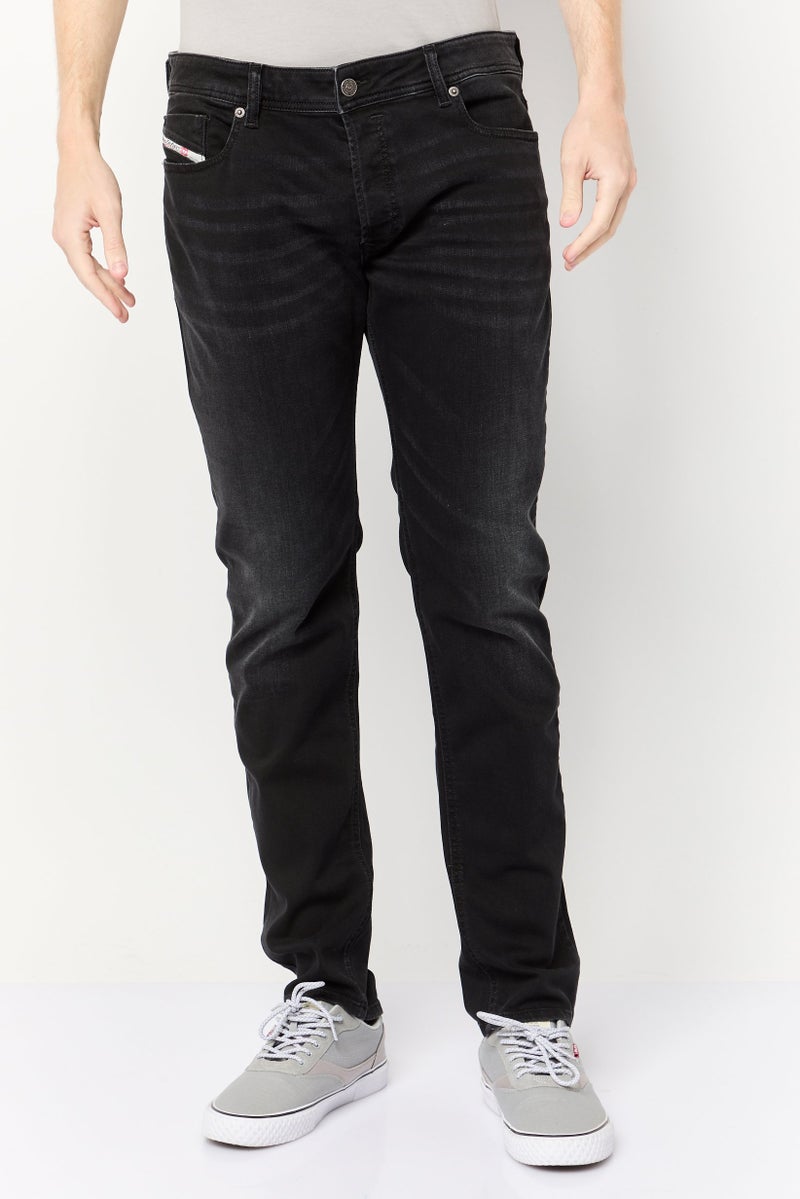 DIESEL Men Skinny Fit Washed Stretchable Jeans, Black  - Image 1