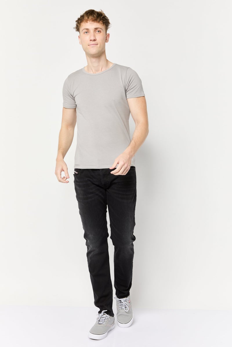 DIESEL Men Skinny Fit Washed Stretchable Jeans, Black  - Image 2