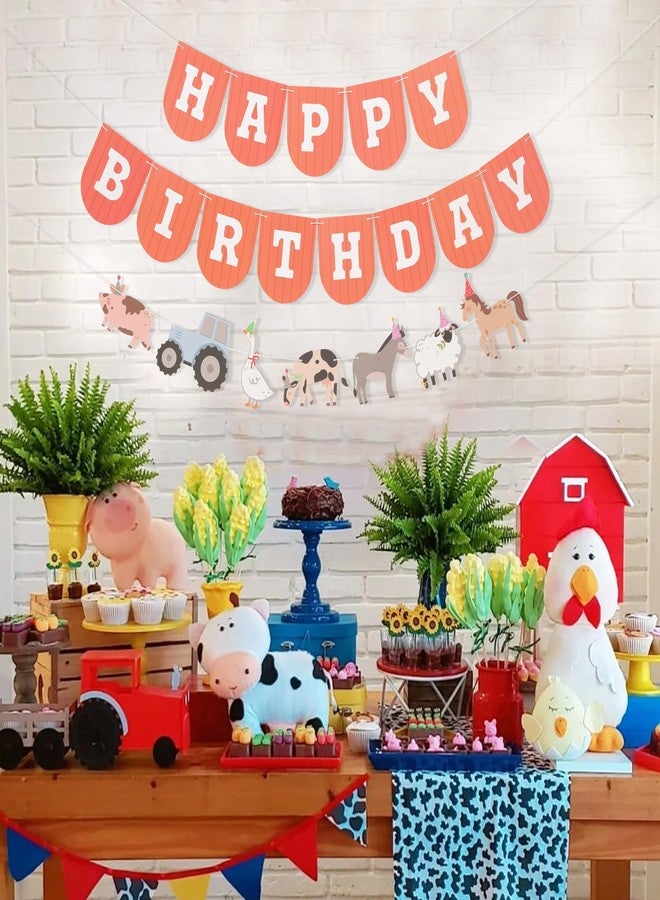 HIKLO Farm Happy Birthday Banner - Kids Farmyard Birthday Party Decorations, Farm Animals Party Supplies, Happy Birthday Banner with Tractor, Farm Theme Cake Smash Photo Props - Image 4