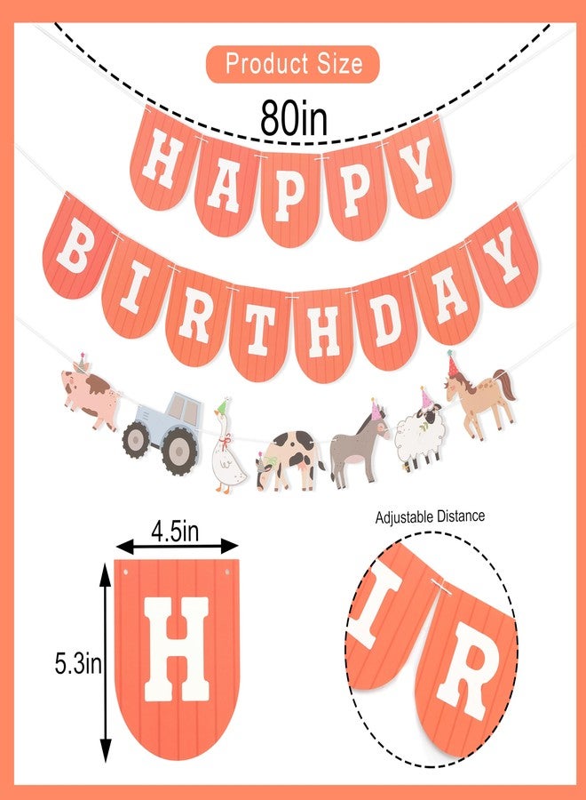 HIKLO Farm Happy Birthday Banner - Kids Farmyard Birthday Party Decorations, Farm Animals Party Supplies, Happy Birthday Banner with Tractor, Farm Theme Cake Smash Photo Props - Image 2