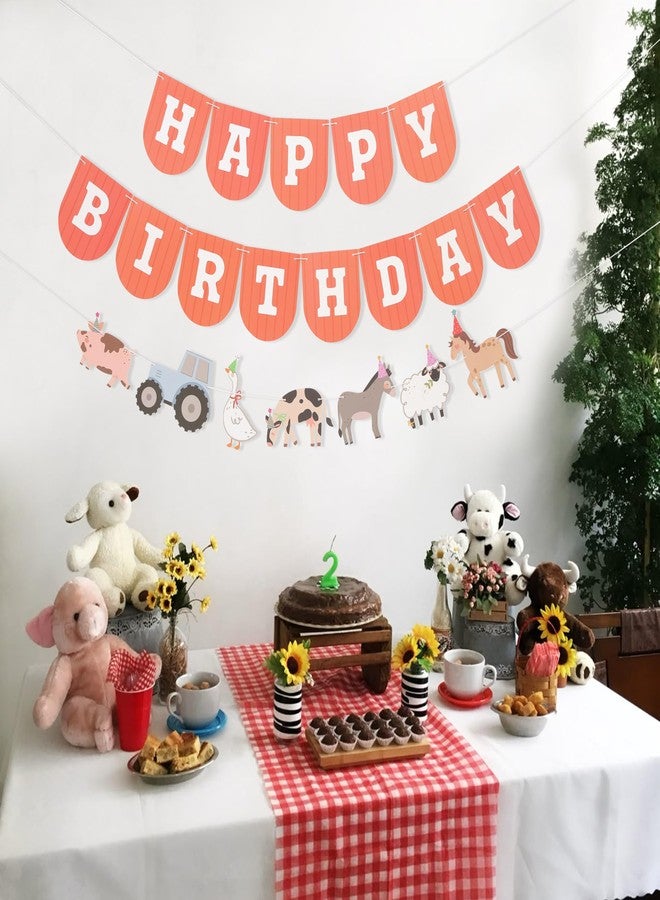 HIKLO Farm Happy Birthday Banner - Kids Farmyard Birthday Party Decorations, Farm Animals Party Supplies, Happy Birthday Banner with Tractor, Farm Theme Cake Smash Photo Props - Image 5