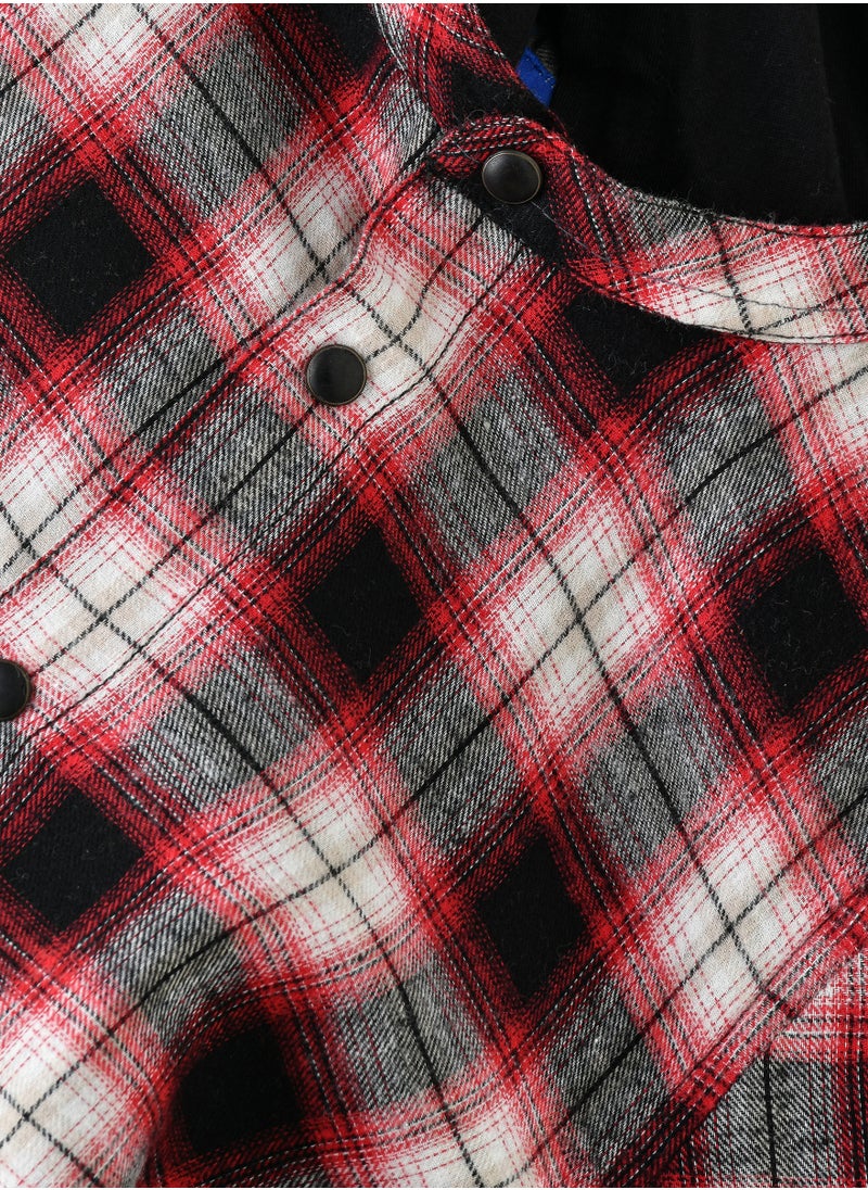 JAM Boys Hooded Red Plaid Flannel Shirt  - Image 4