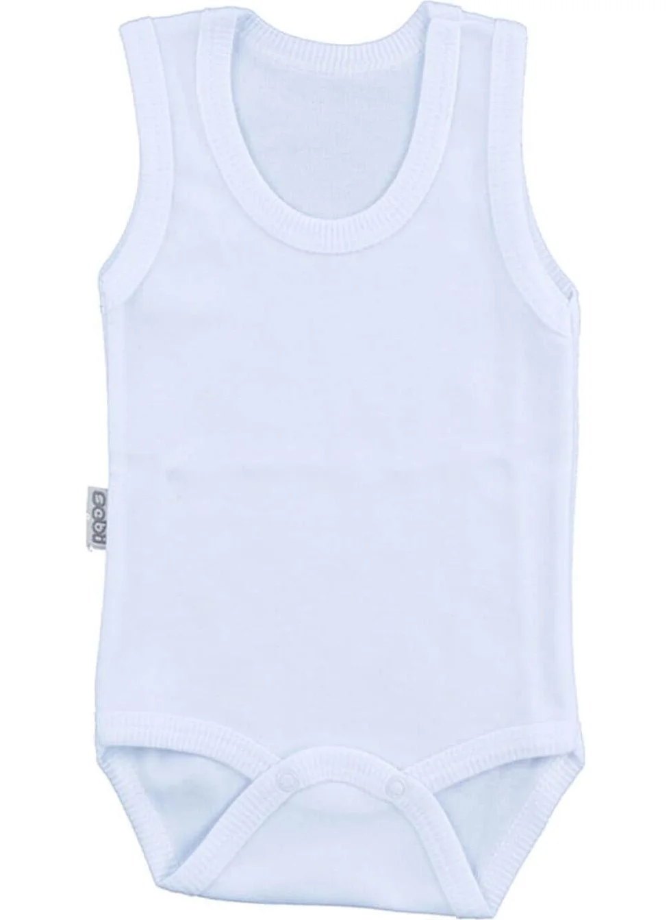 Sebi Baby White Bodysuit Cotton Strap Snap Bodysuit SB155