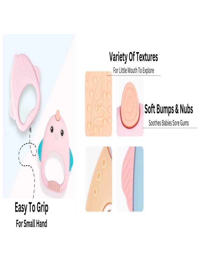 Rukan Teether 6-12 Months Soft Toys, Sensory Toys for Kids Textured Surface for Soothing Gums, BPA Free Hen (Orange) - Image 3